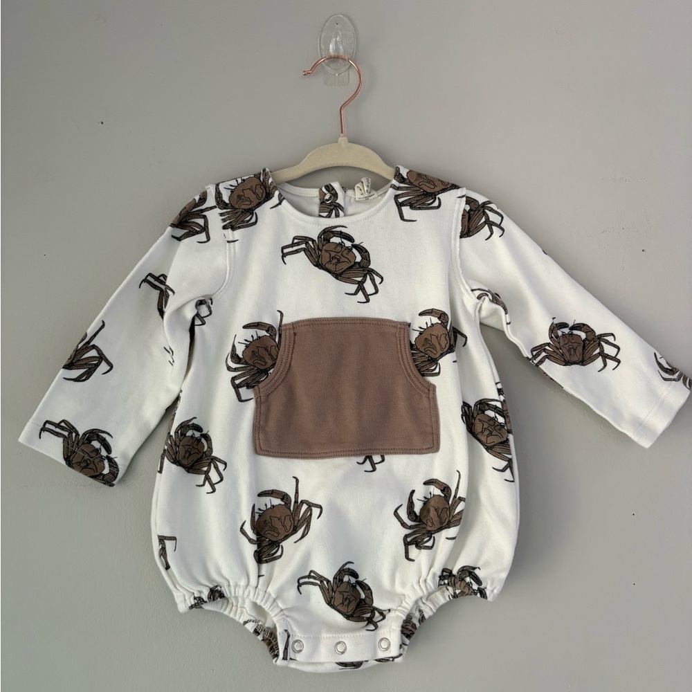 Kate Quinn Crab Print Longe Sleeve Romper